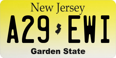 NJ license plate A29EWI