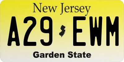 NJ license plate A29EWM