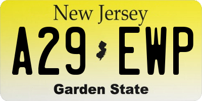 NJ license plate A29EWP
