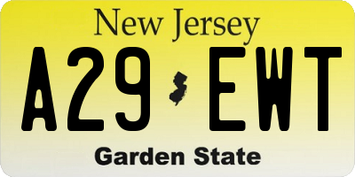 NJ license plate A29EWT