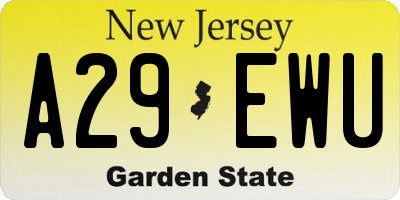 NJ license plate A29EWU