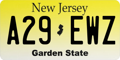 NJ license plate A29EWZ