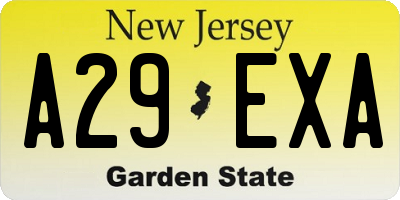 NJ license plate A29EXA