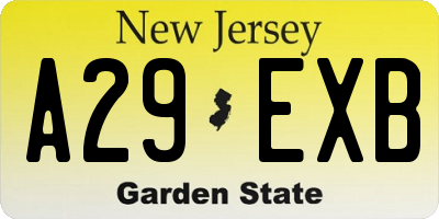 NJ license plate A29EXB