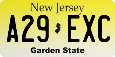 NJ license plate A29EXC