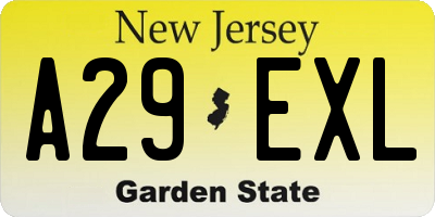 NJ license plate A29EXL