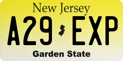 NJ license plate A29EXP