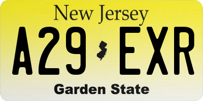 NJ license plate A29EXR