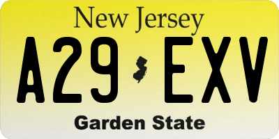 NJ license plate A29EXV