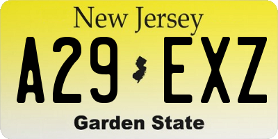 NJ license plate A29EXZ