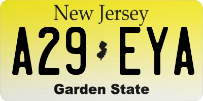 NJ license plate A29EYA