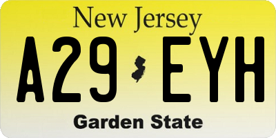 NJ license plate A29EYH