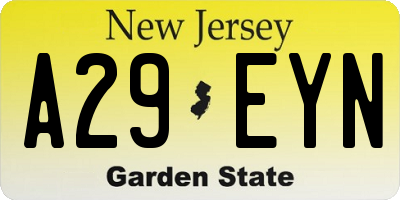 NJ license plate A29EYN