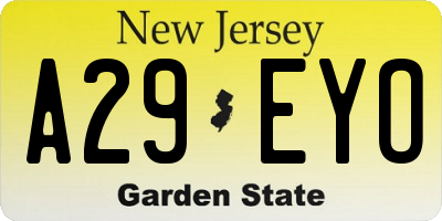 NJ license plate A29EYO
