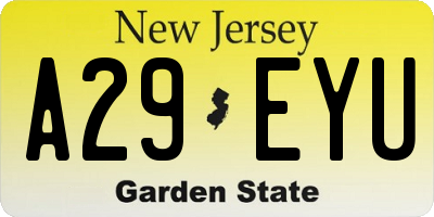 NJ license plate A29EYU