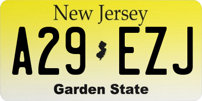 NJ license plate A29EZJ