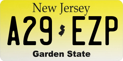NJ license plate A29EZP