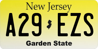 NJ license plate A29EZS