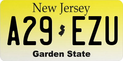 NJ license plate A29EZU