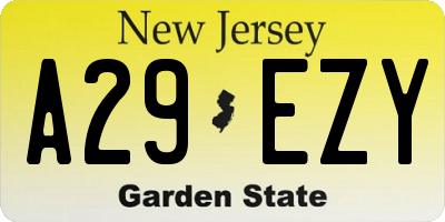NJ license plate A29EZY