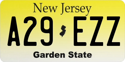 NJ license plate A29EZZ