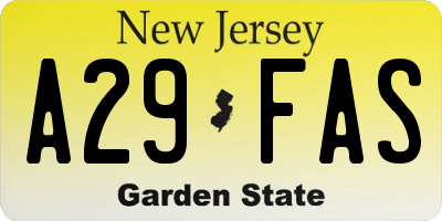 NJ license plate A29FAS