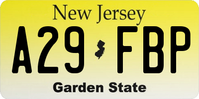 NJ license plate A29FBP