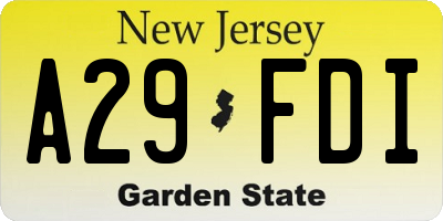 NJ license plate A29FDI