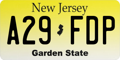 NJ license plate A29FDP