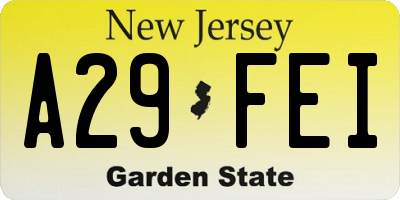 NJ license plate A29FEI