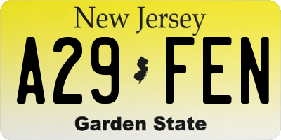 NJ license plate A29FEN