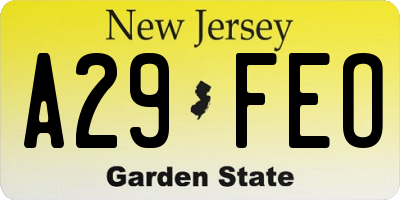 NJ license plate A29FEO