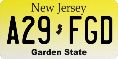 NJ license plate A29FGD