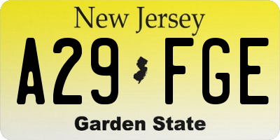 NJ license plate A29FGE