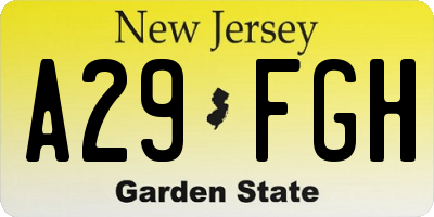 NJ license plate A29FGH