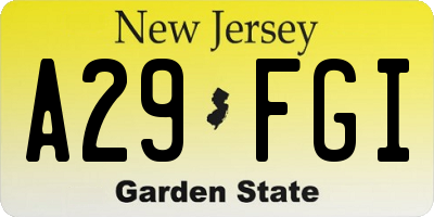NJ license plate A29FGI