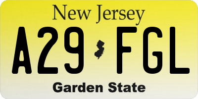 NJ license plate A29FGL