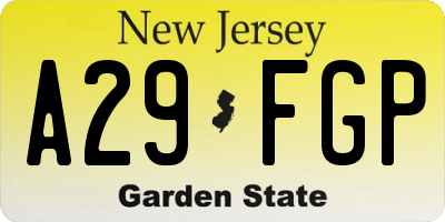 NJ license plate A29FGP