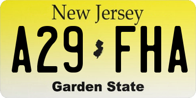 NJ license plate A29FHA