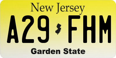 NJ license plate A29FHM