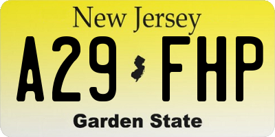 NJ license plate A29FHP
