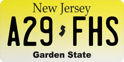 NJ license plate A29FHS