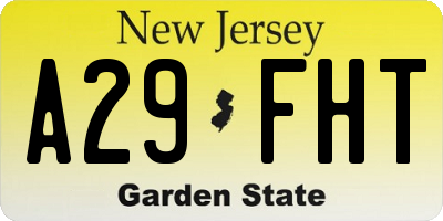 NJ license plate A29FHT
