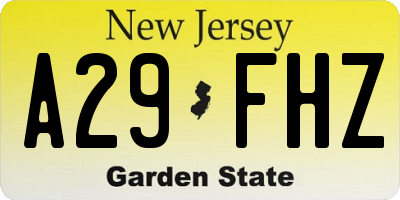 NJ license plate A29FHZ
