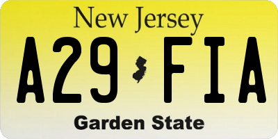 NJ license plate A29FIA
