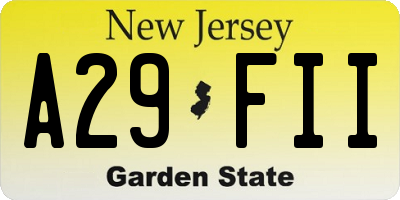 NJ license plate A29FII