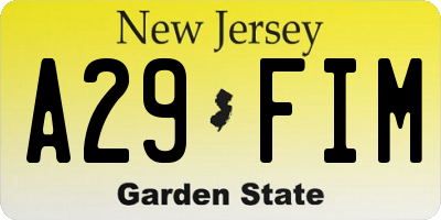 NJ license plate A29FIM