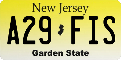 NJ license plate A29FIS