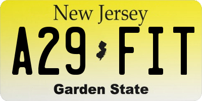 NJ license plate A29FIT
