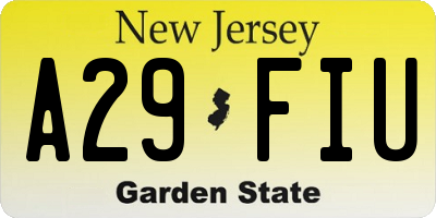 NJ license plate A29FIU